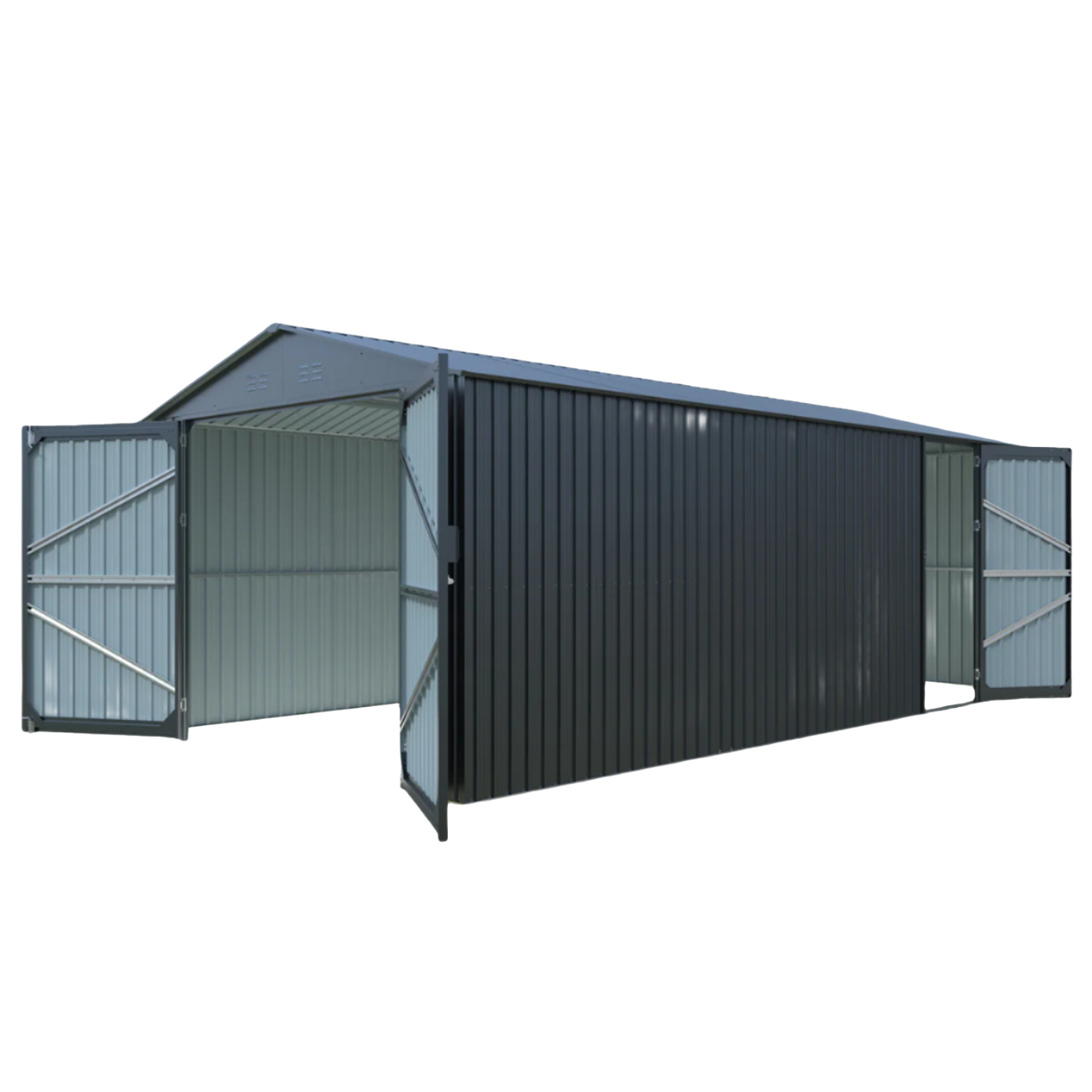 10'x20' Plus Upgraded Metal Garage Shed with Double Front Doors, Side Entry Door