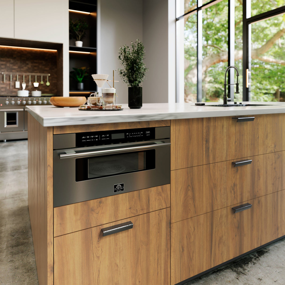 FORNO Capoliveri 30" 1.2 cu. ft. Built-In Microwave Drawer in Stainless Steel, FMWDR3000-30