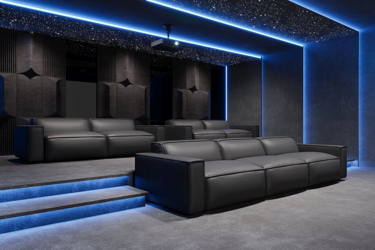 Nathan Leather Theater Lounge Modular Sofa