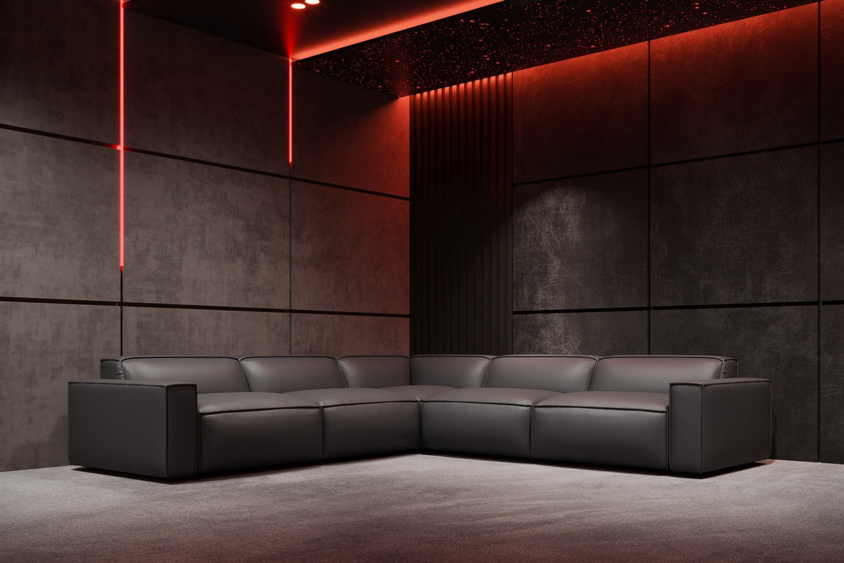 Nathan Leather Theater Lounge Modular Sofa