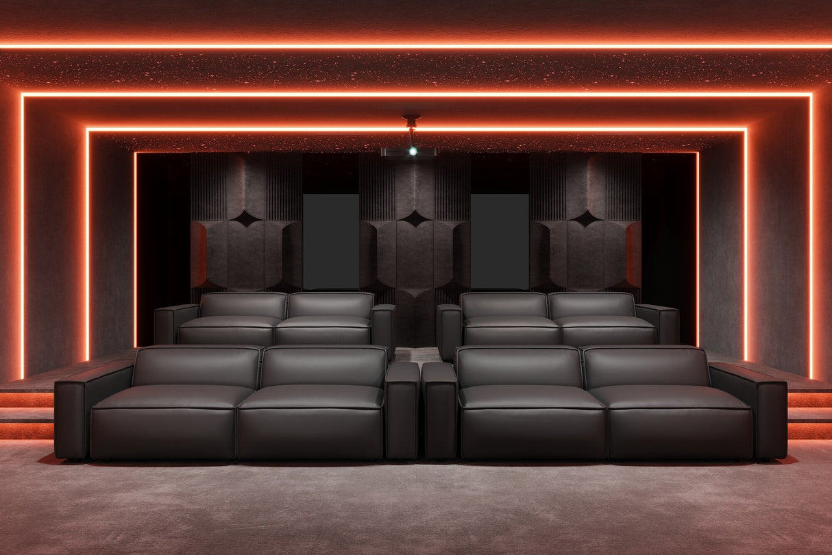 Nathan Leather Theater Lounge Modular Sofa