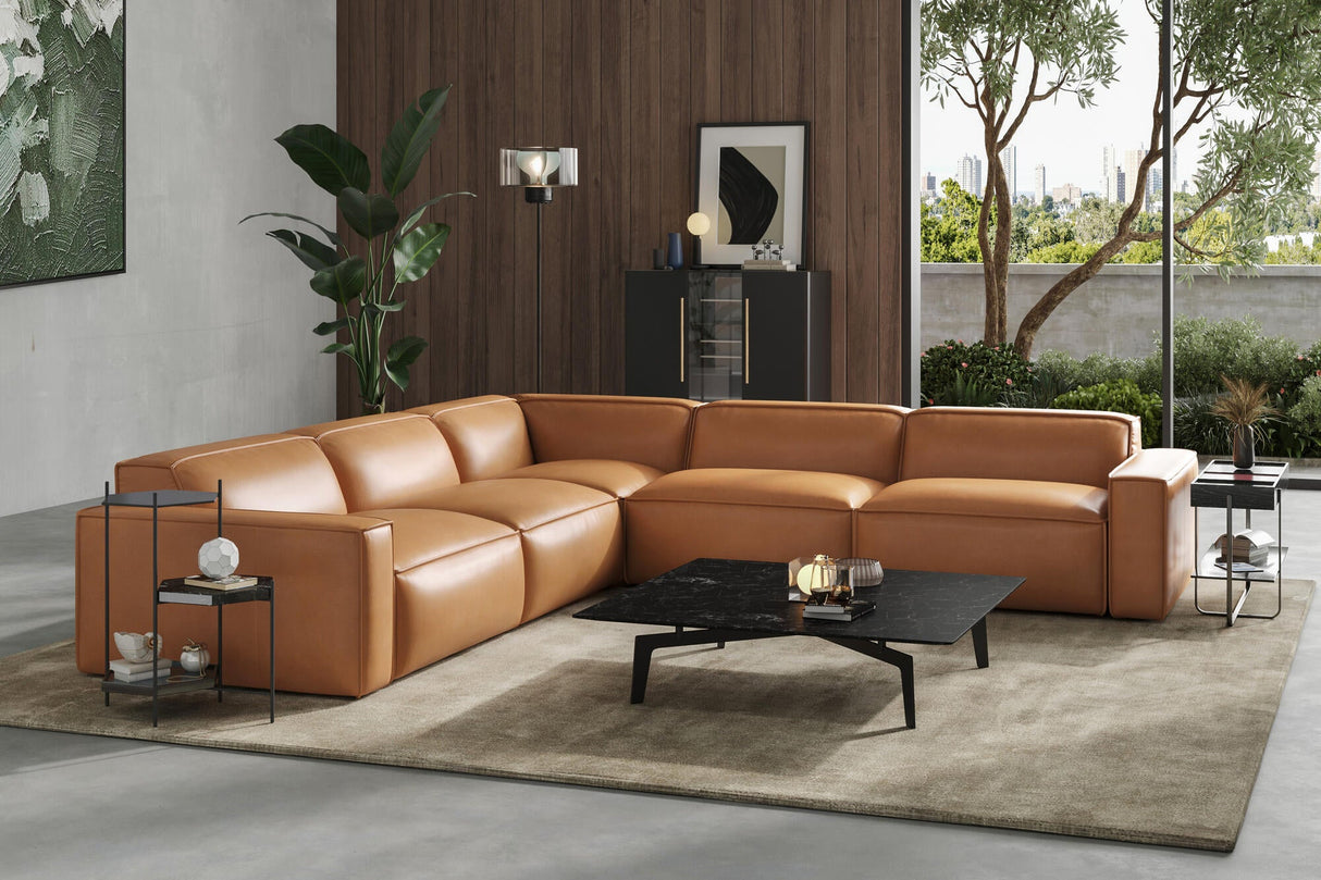 Nathan Leather Modular Corner Sectional Sofa