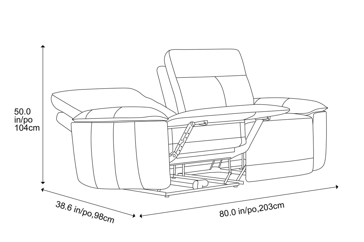 Nero Leather Dual Recliner Loveseat Sofa