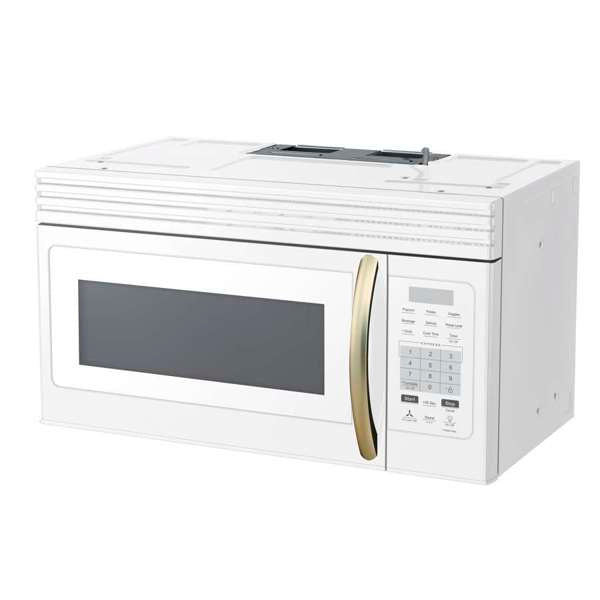 FORNO Scalo 30" 1.6 cu. ft. 300 CFM Over The Range Microwave in White with Antique Brass Accents, FOTR3007-30WHT