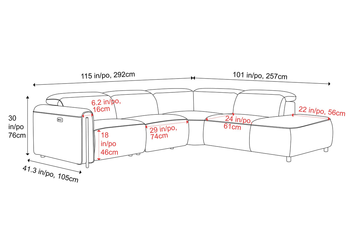 Octavia Fabric Reclining Corner Sectional Cloud Sofa