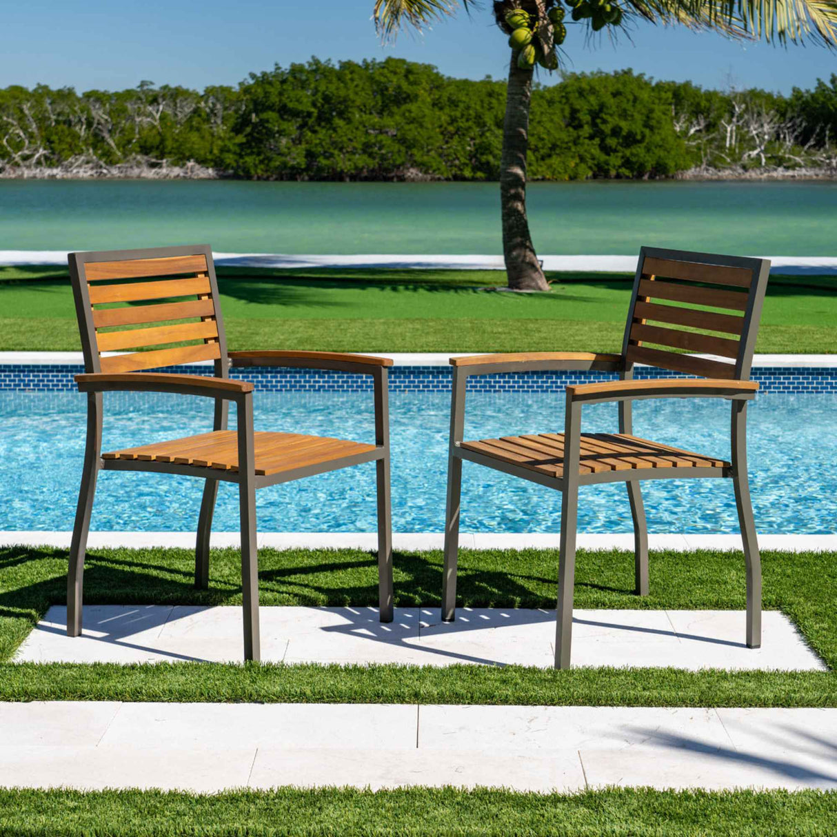 Panama Jack Boca Grande Stackable Dining Armchairs (Set of 2)