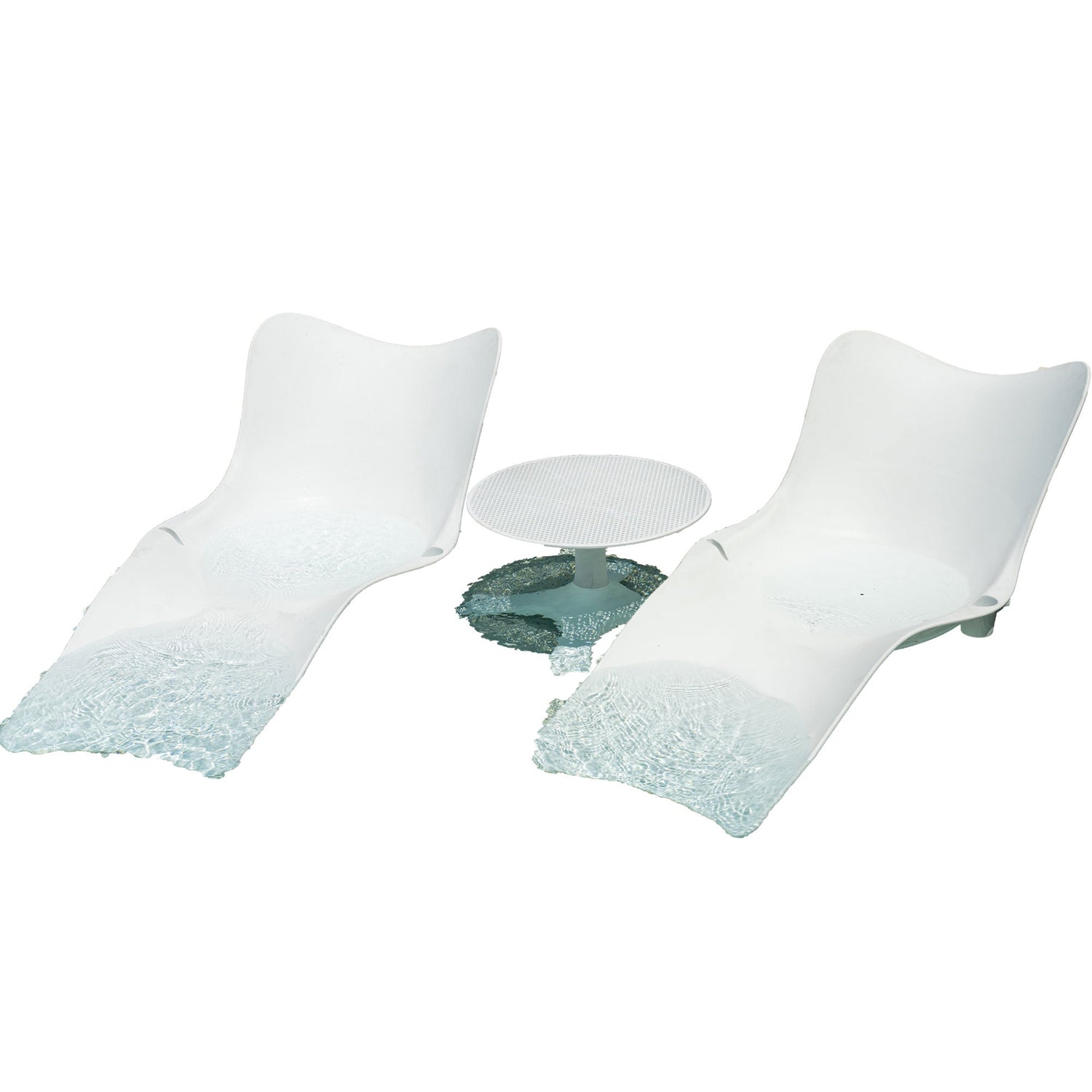 Panama Jack Set of 2 Wave In-Pool Chaise Lounger with End Table