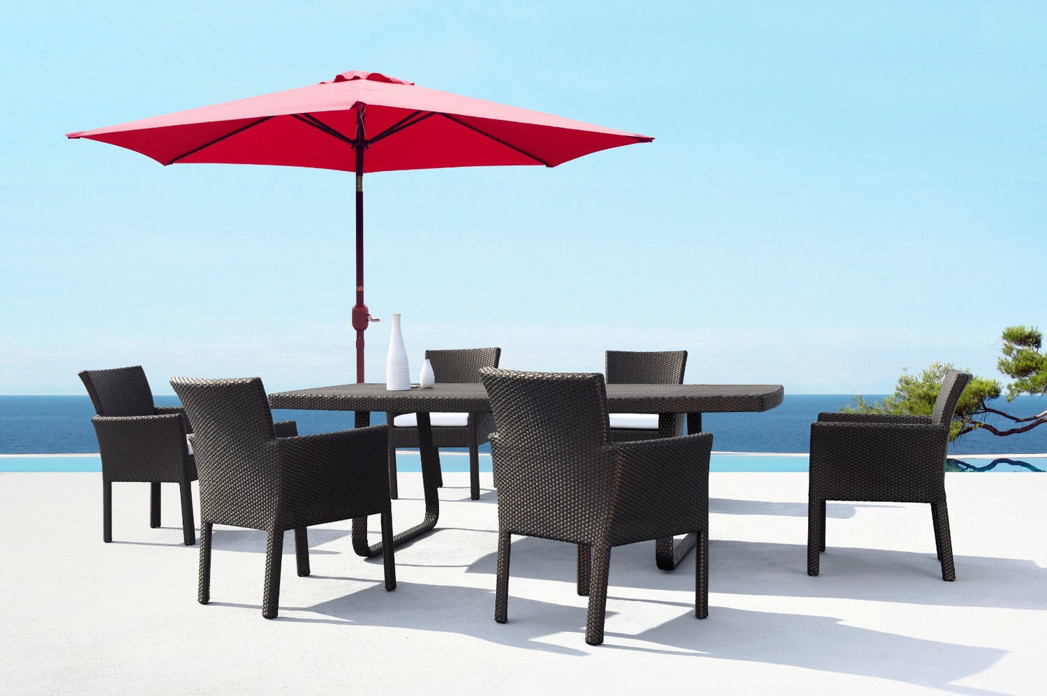 Panama Jack Red 9 Ft Alum Patio Umbrella W/Crank