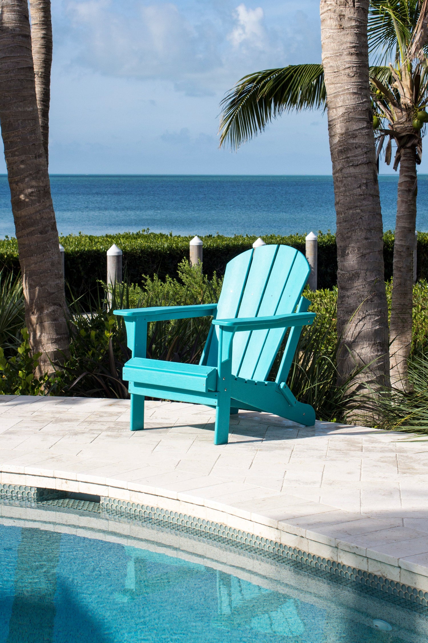 Panama Jack Polyresin Folding Teal Adirondack Chair