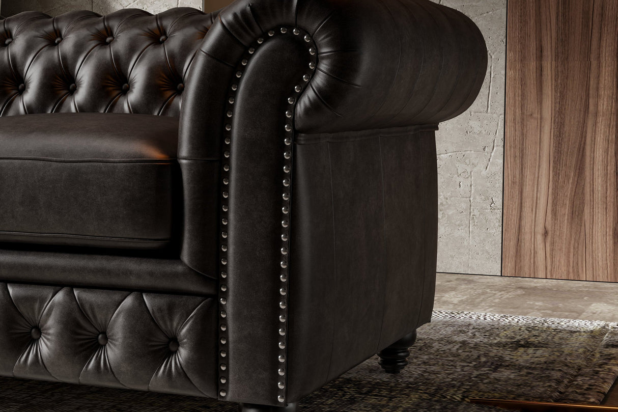 Parma Leather Chesterfield Accent Chair