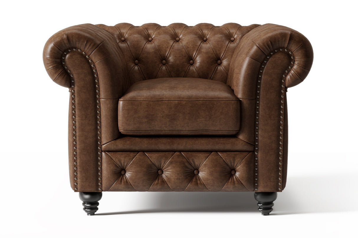 Parma Leather Chesterfield Accent Chair