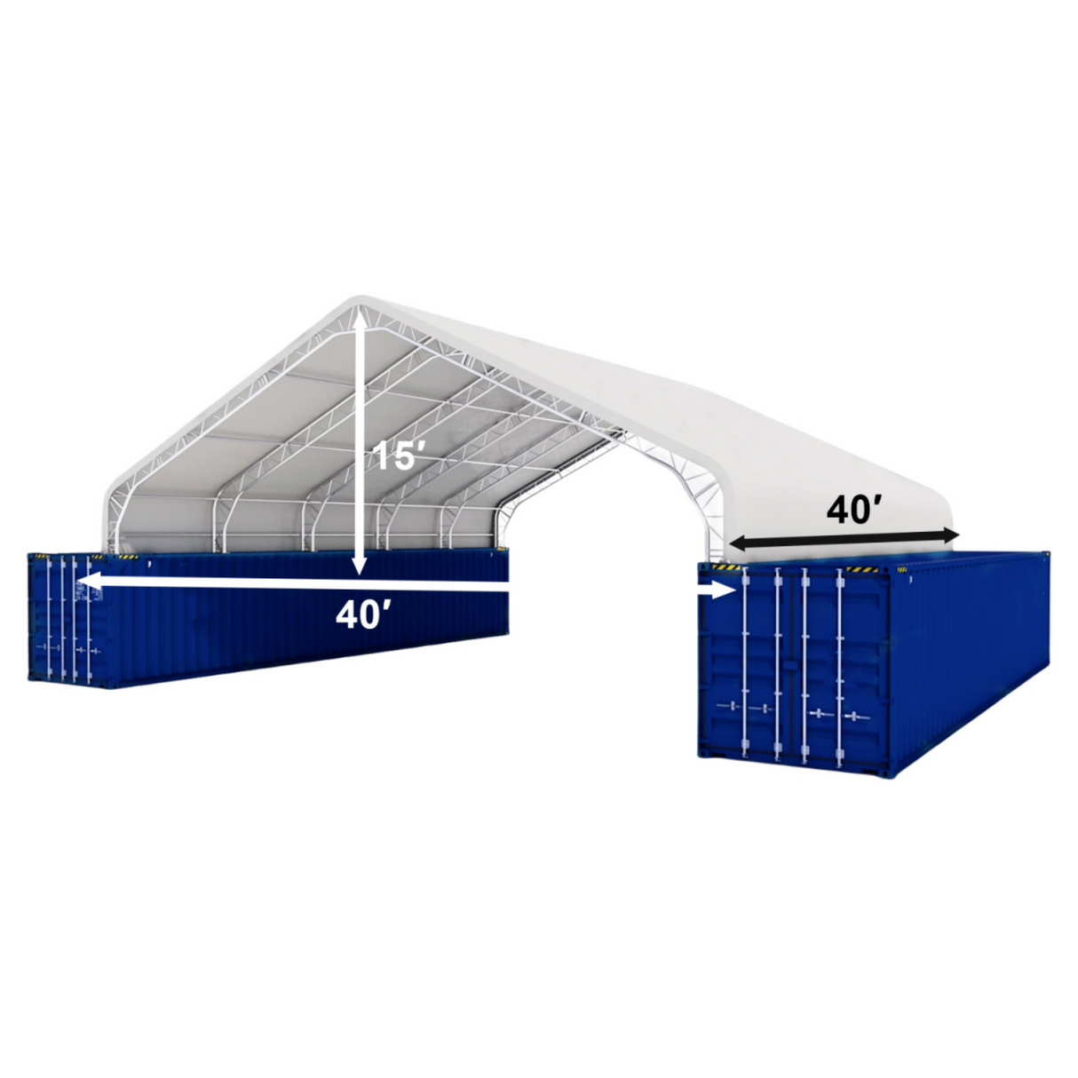 40'x40'x15' Double Truss Peak Container Canopy Shelter