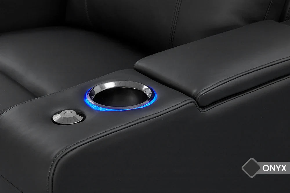 Valencia Piacenza Luxury Leather Home Theater Seating Row of 3, Onyx