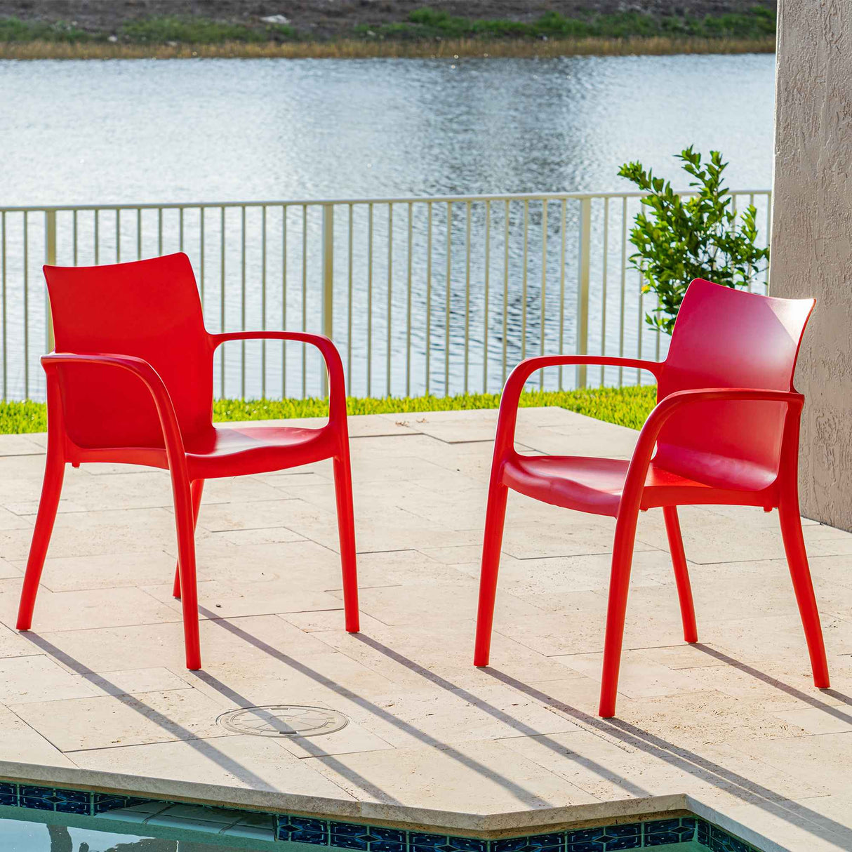 Pedro Set of 2 Stackable Armchair-Red