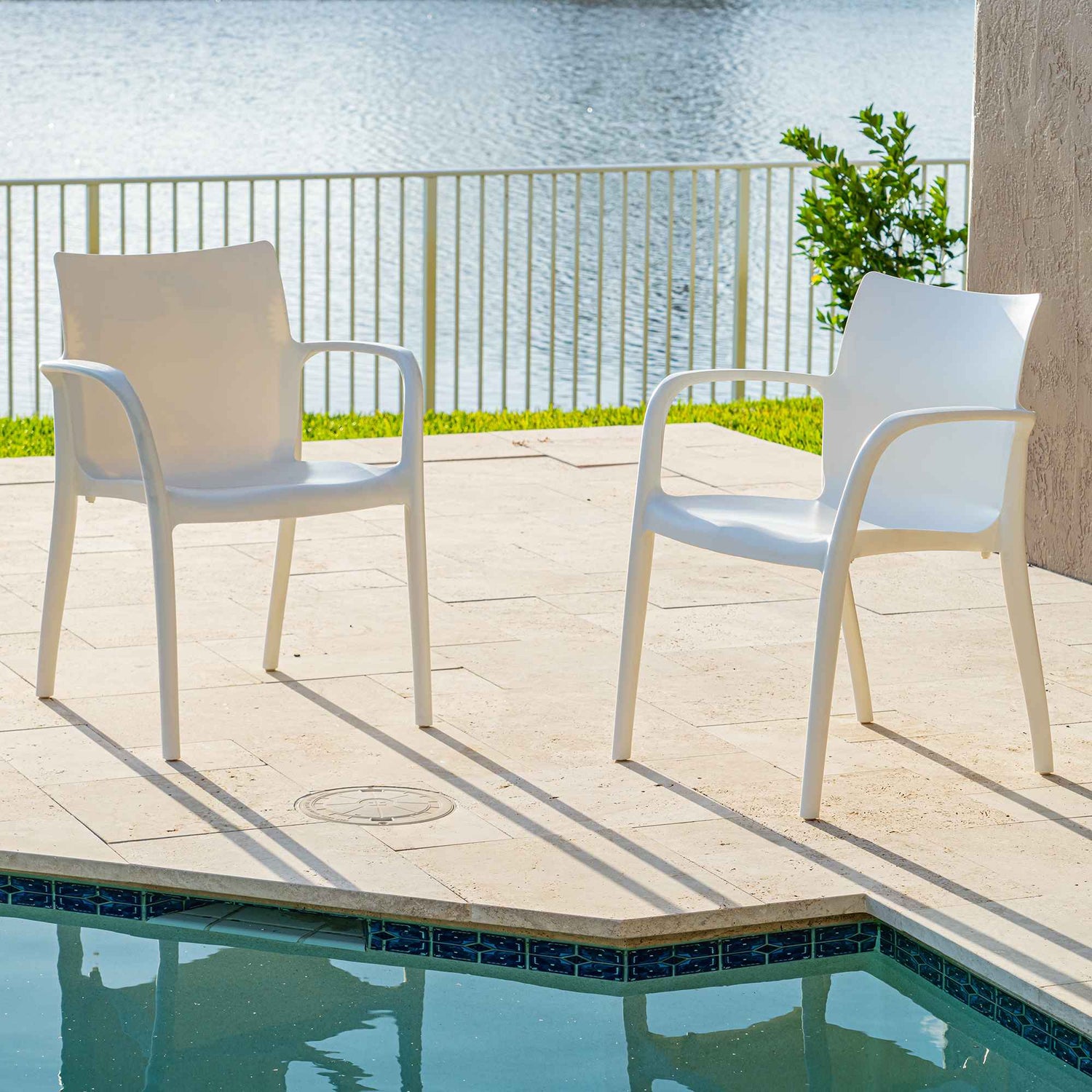 Pedro Set of 2 Stackable Armchair-White