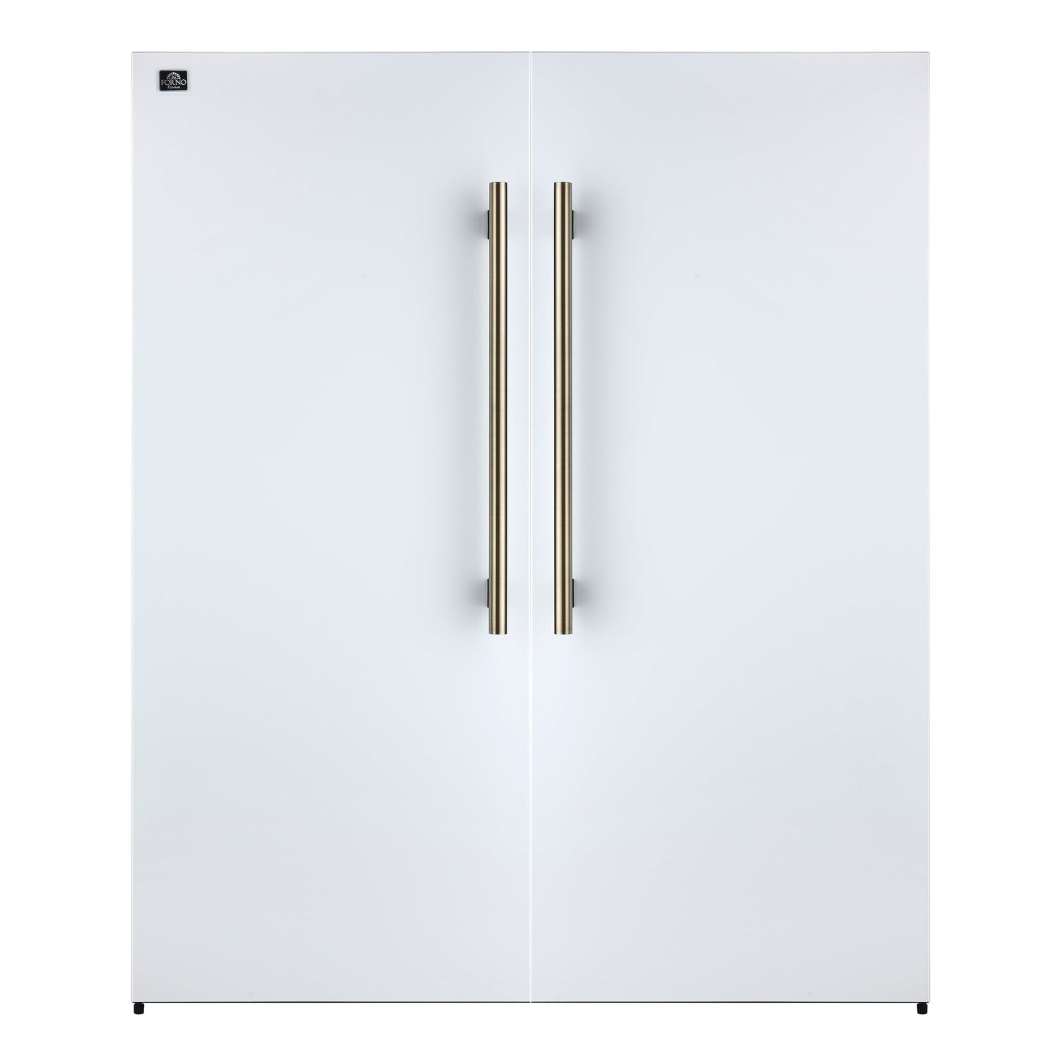 FORNO Maderno 60" 27.2 cu.ft. Convertible Refrigerator and Freezer with Modern Trim Kit in White with Antique Brass Handles, FFFFD1722-60MG-WHT