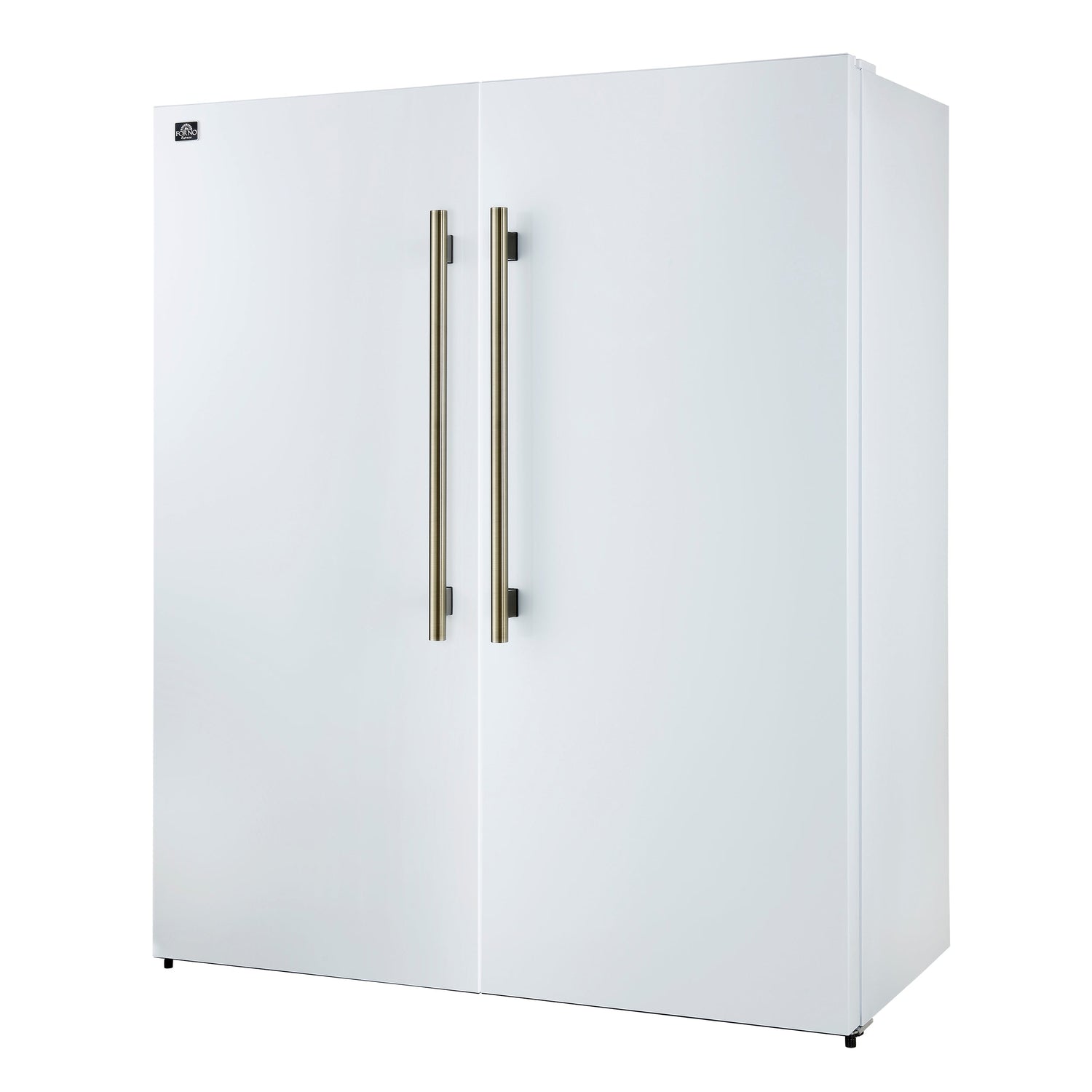 FORNO Maderno 60" 27.2 cu.ft. Convertible Refrigerator and Freezer with Modern Trim Kit in White with Antique Brass Handles, FFFFD1722-60MG-WHT