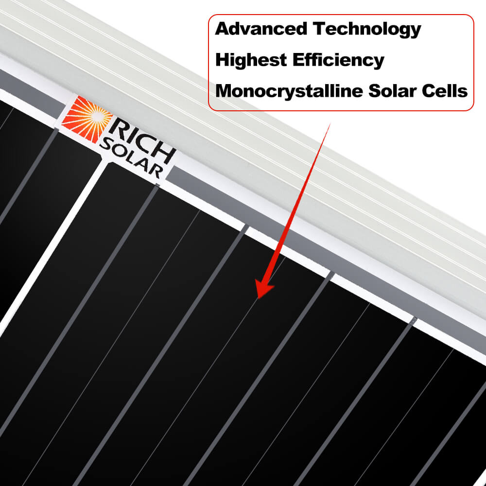 MEGA 200 ONYX | 200 Watt Solar Panel | Premier 12V Off-Grid Solar Panel for RVs Cabins, Boats | 25-Year Output Warranty