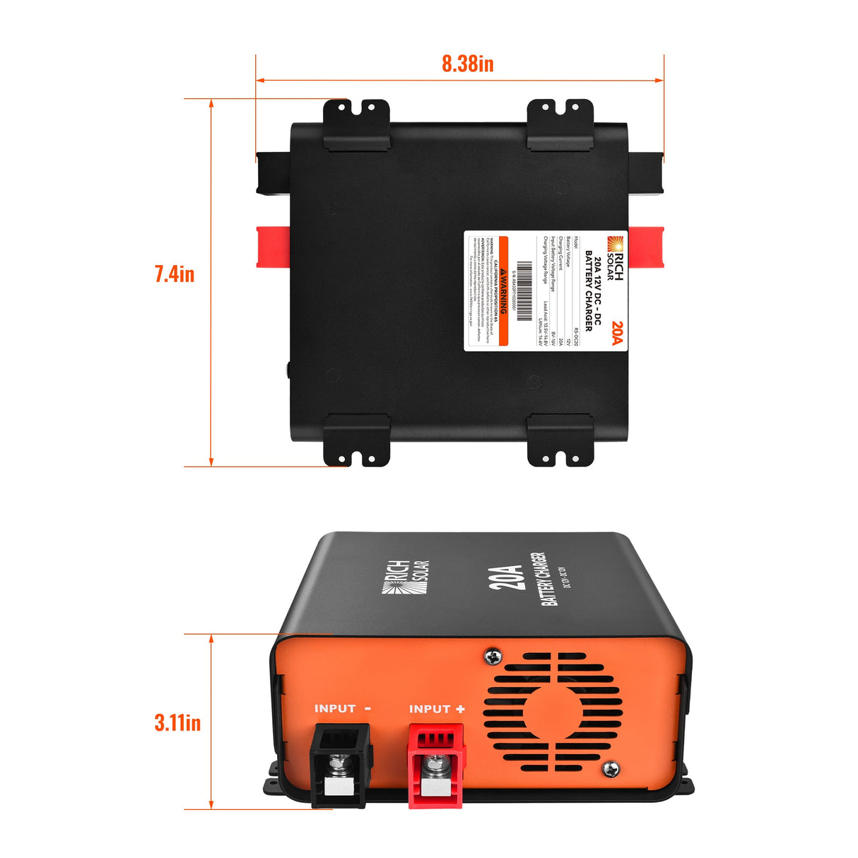 12V 20A DC-DC Battery Charger for RV, Van, Boat, Off-Grid | Lithium & Lead-Acid Batteries