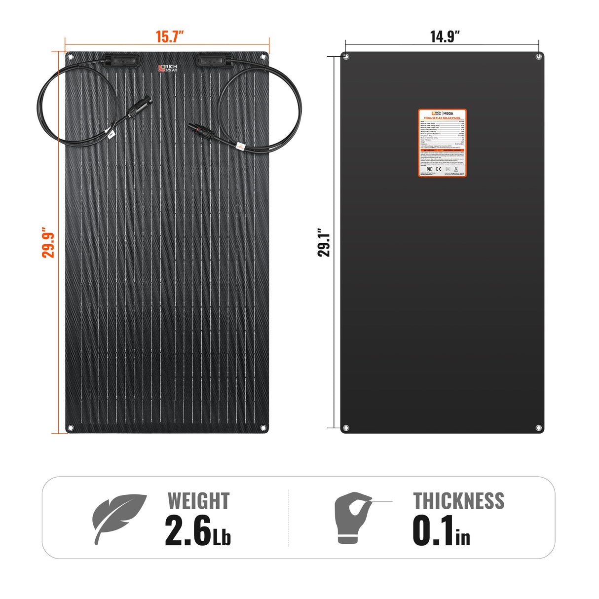 MEGA 50 FLEX | 50W 12V Flexible Solar Panel | Ultra-Lightweight, IP68 Junction Box, for RV, Marine, Off-Grid & Overland