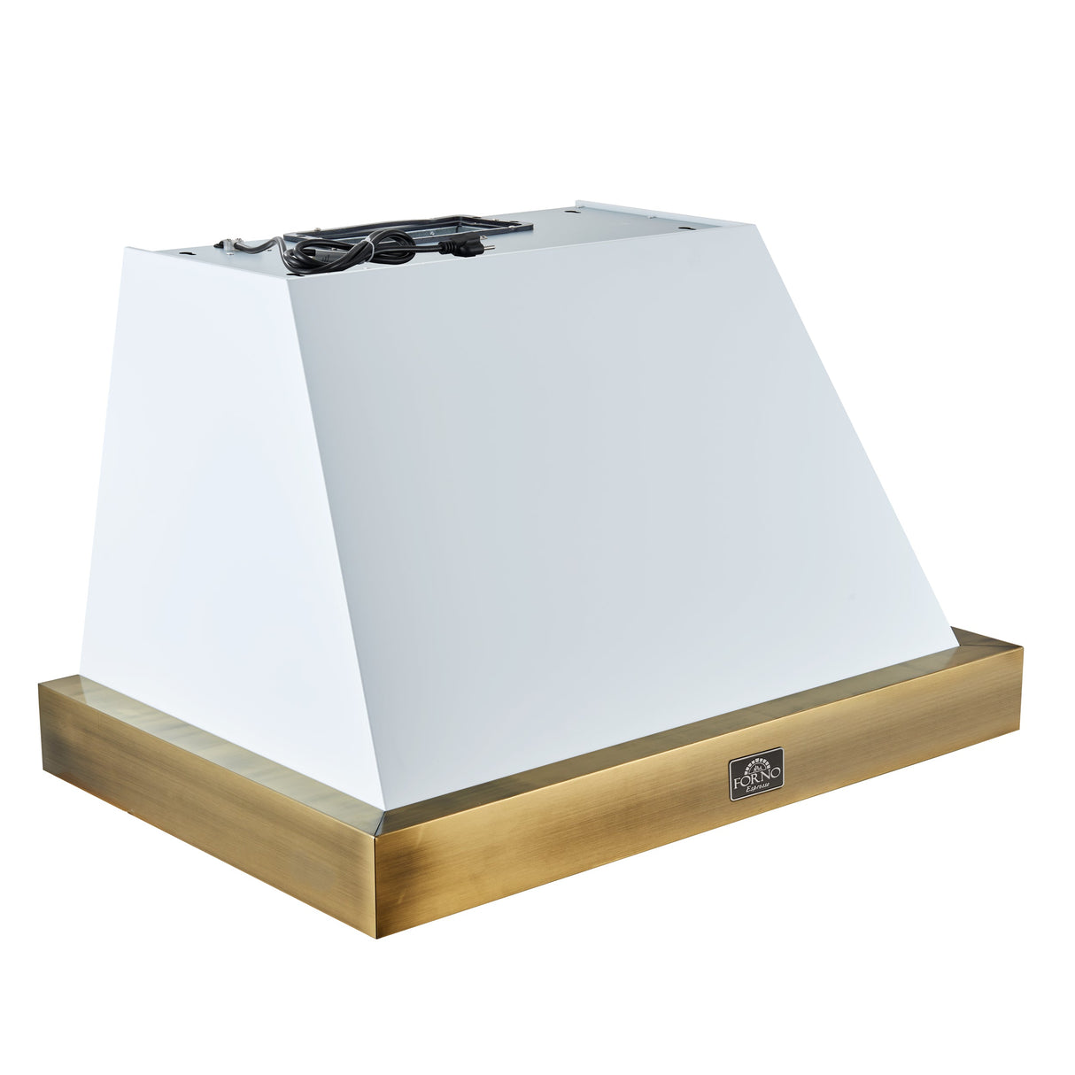 FORNO Vittorio 36" 600 CFM Wall Mount Range Hood in White and Antique Brass Trim with Remote Control, FRHWM5078-36WHT