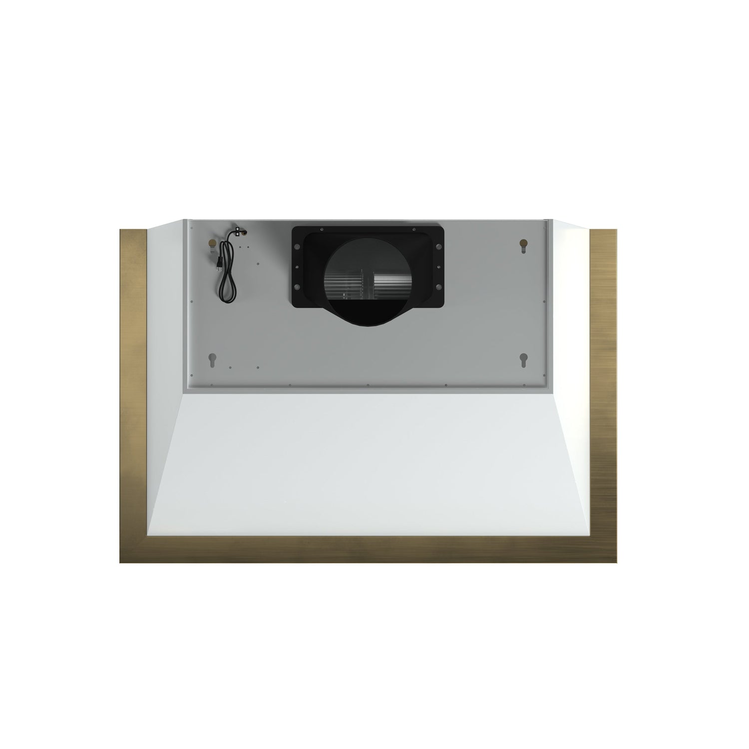FORNO Vittorio 36" 600 CFM Wall Mount Range Hood in White and Antique Brass Trim with Remote Control, FRHWM5078-36WHT
