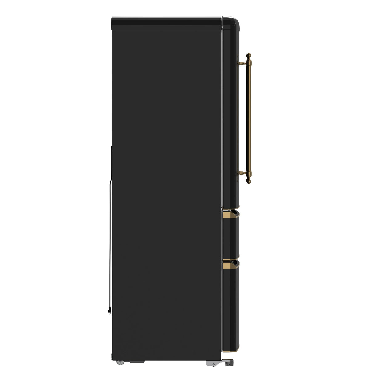 FORNO Espresso Luigi 33" 18 cu. ft. French Door Refrigerator in Black with Antique Brass Handles, FFFFD1791-33BLK