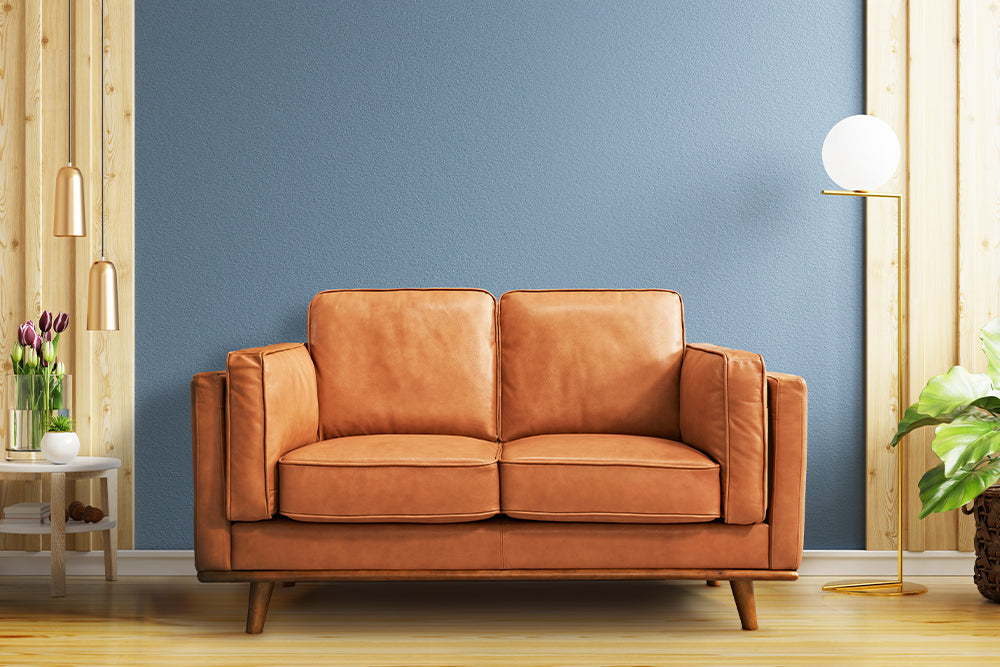 Valencia Artisan Top Grain Leather Loveseat Sofa, Cognac