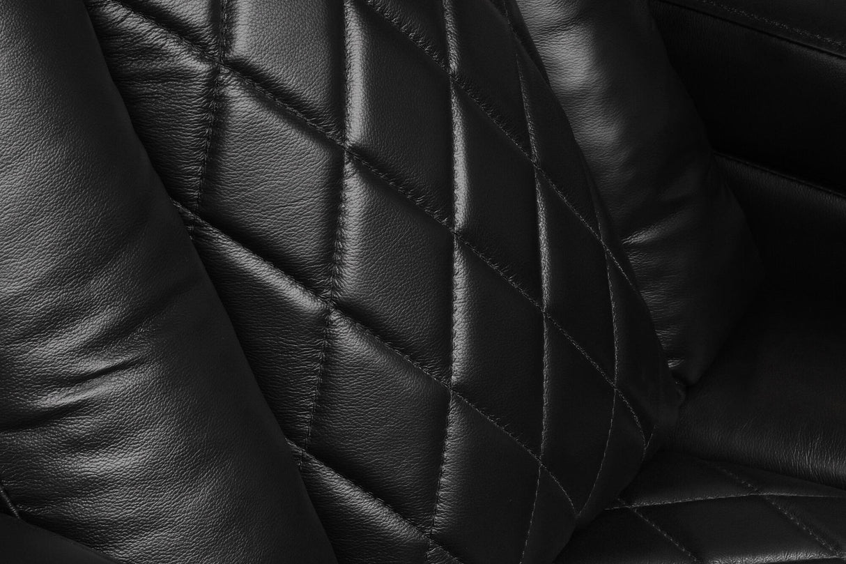 Valencia 2025 New Tuscany Leather Home Theater Seating Row of 4 Loveseat Left, Midnight Black