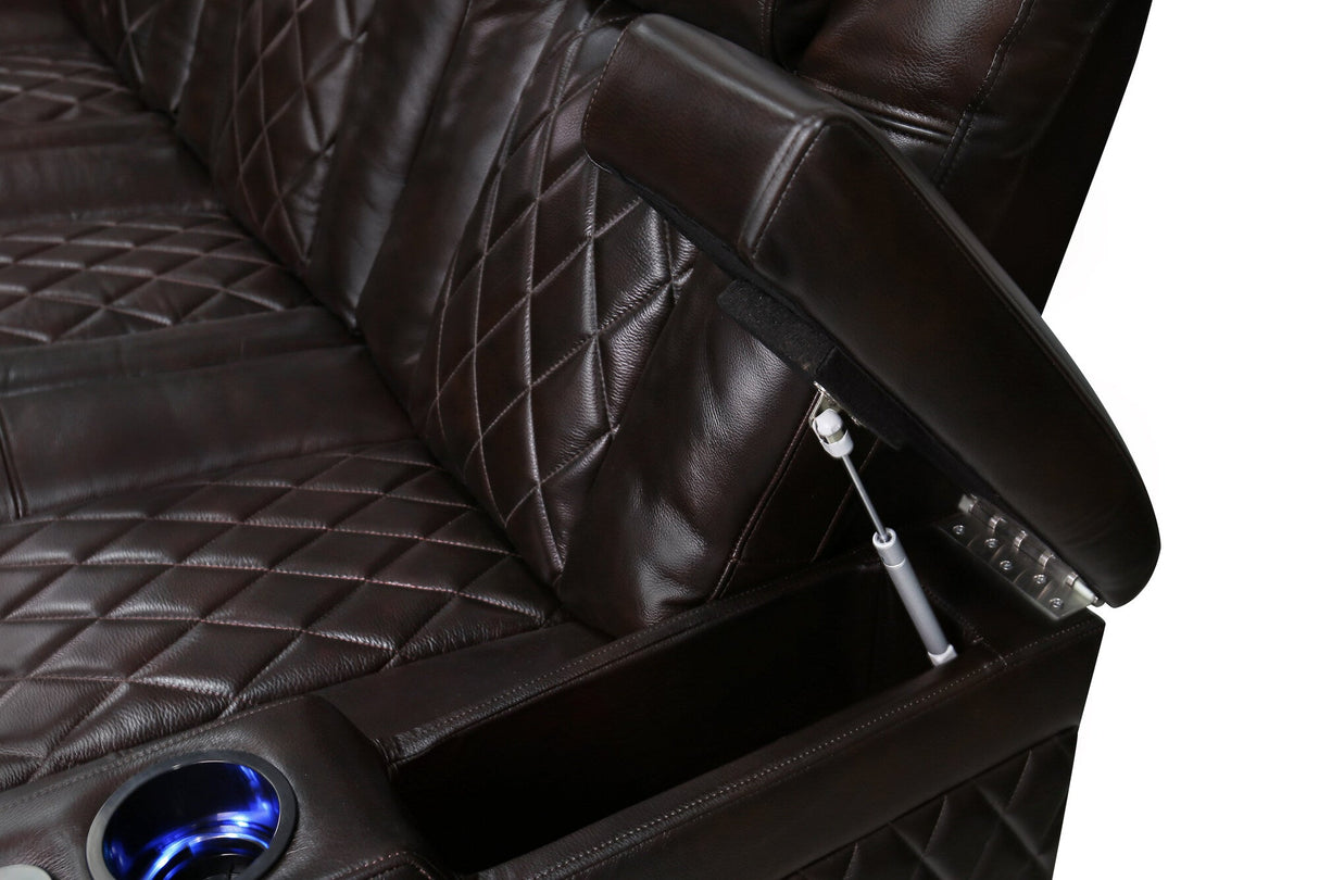 Valencia Tuscany Leather Home Theater Seating Single, Dark Chocolate