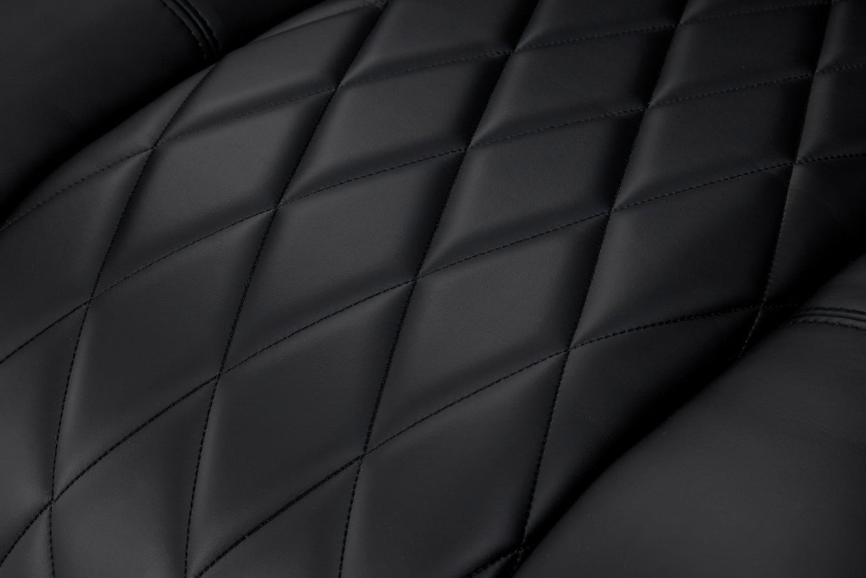 Valencia 2025 New Tuscany Heat & Massage Leather Home Theater Seating Row of 2 Loveseat, Midnight Black