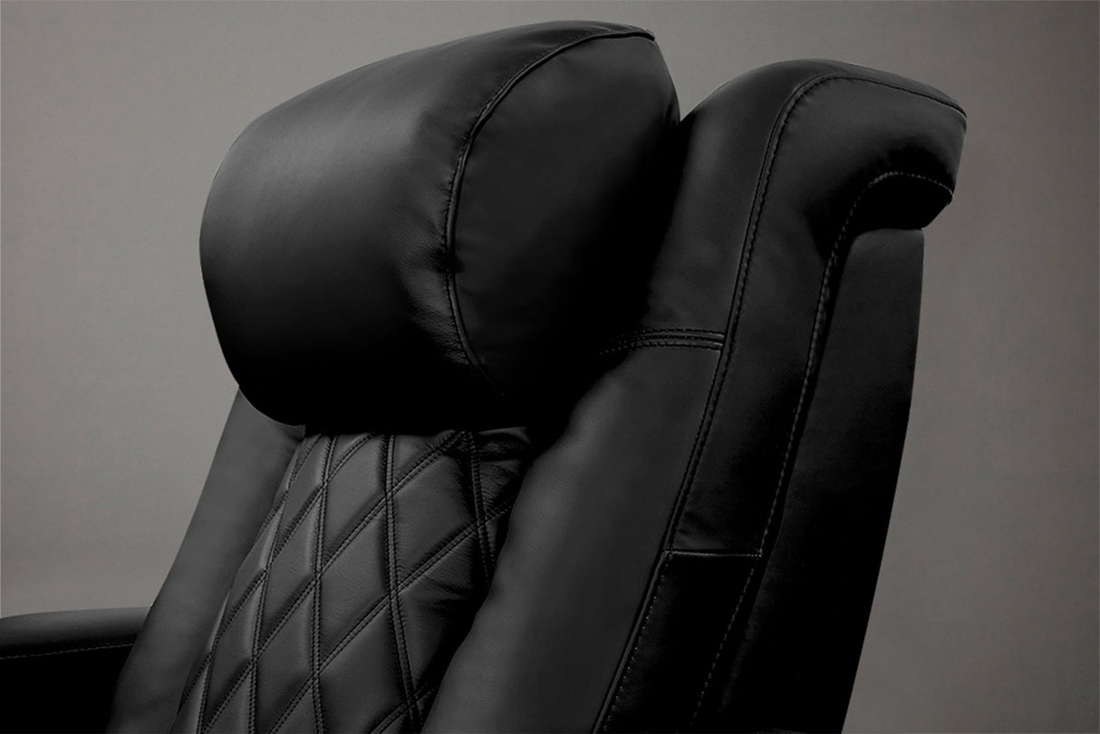 Valencia 2025 New Tuscany Luxury Leather Home Theater Seating Row of 3 Loveseat Left, Onyx