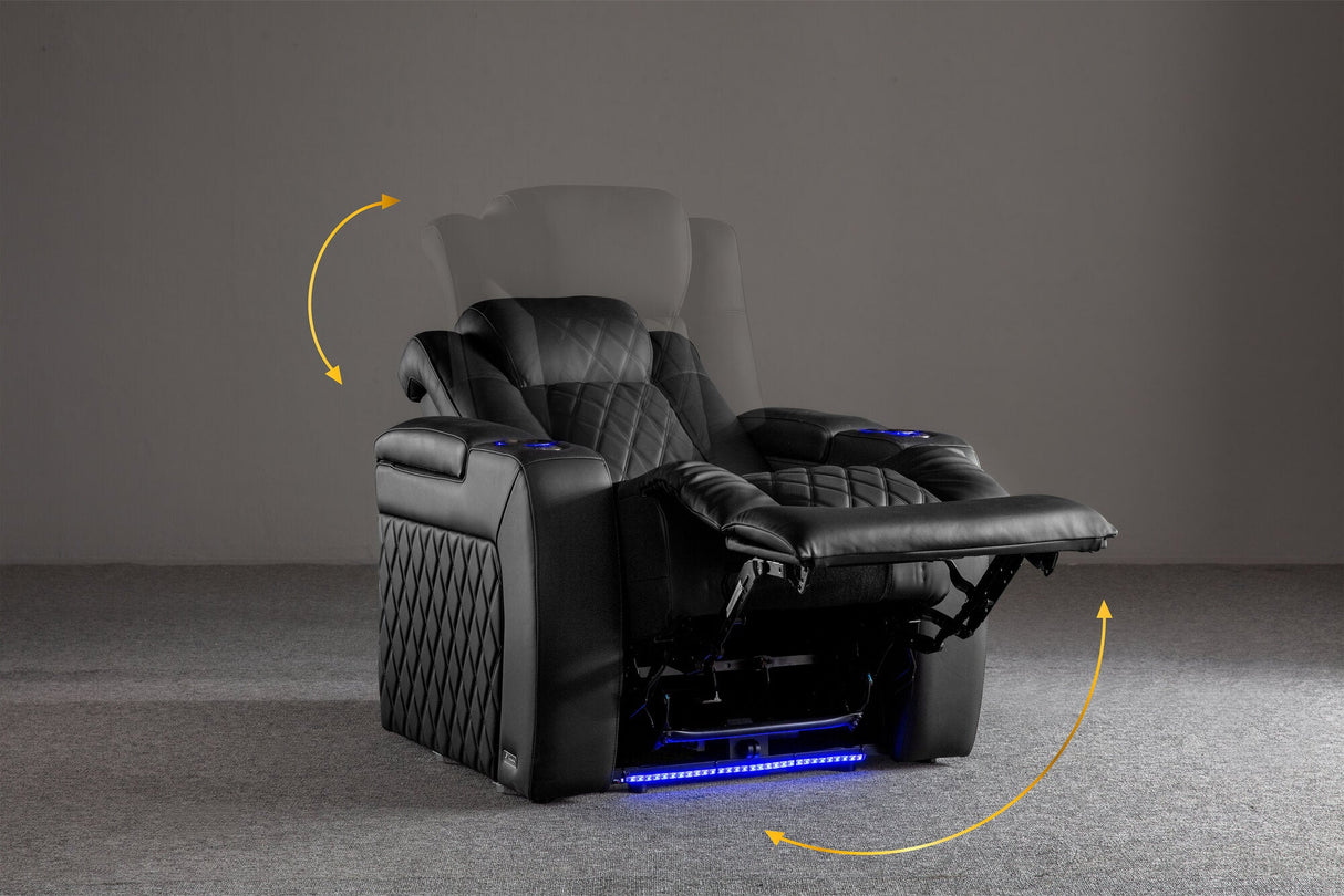 Valencia 2025 New Tuscany Luxury Leather Home Theater Seating Row of 5, Onyx