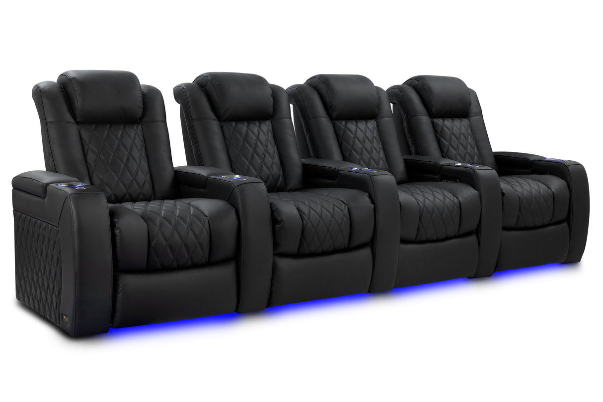 Valencia 2025 New Tuscany Luxury Leather Home Theater Seating Row of 4, Onyx