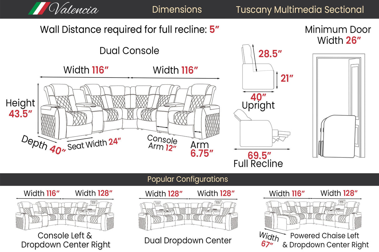Tuscany Multimedia Sectional