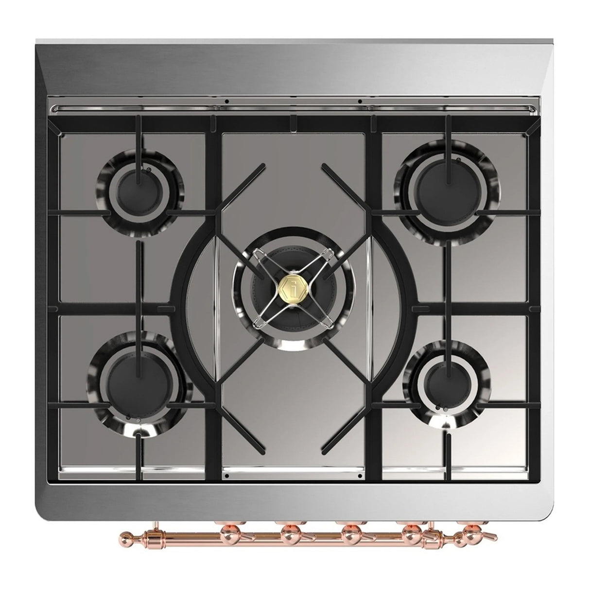 ILVE Majestic III 30-inch Dual Fuel Range with 5 Natural Gas Burner and Triple Glass Door Electric Oven in Antique White with Copper Trim (UM30NR3AWP)