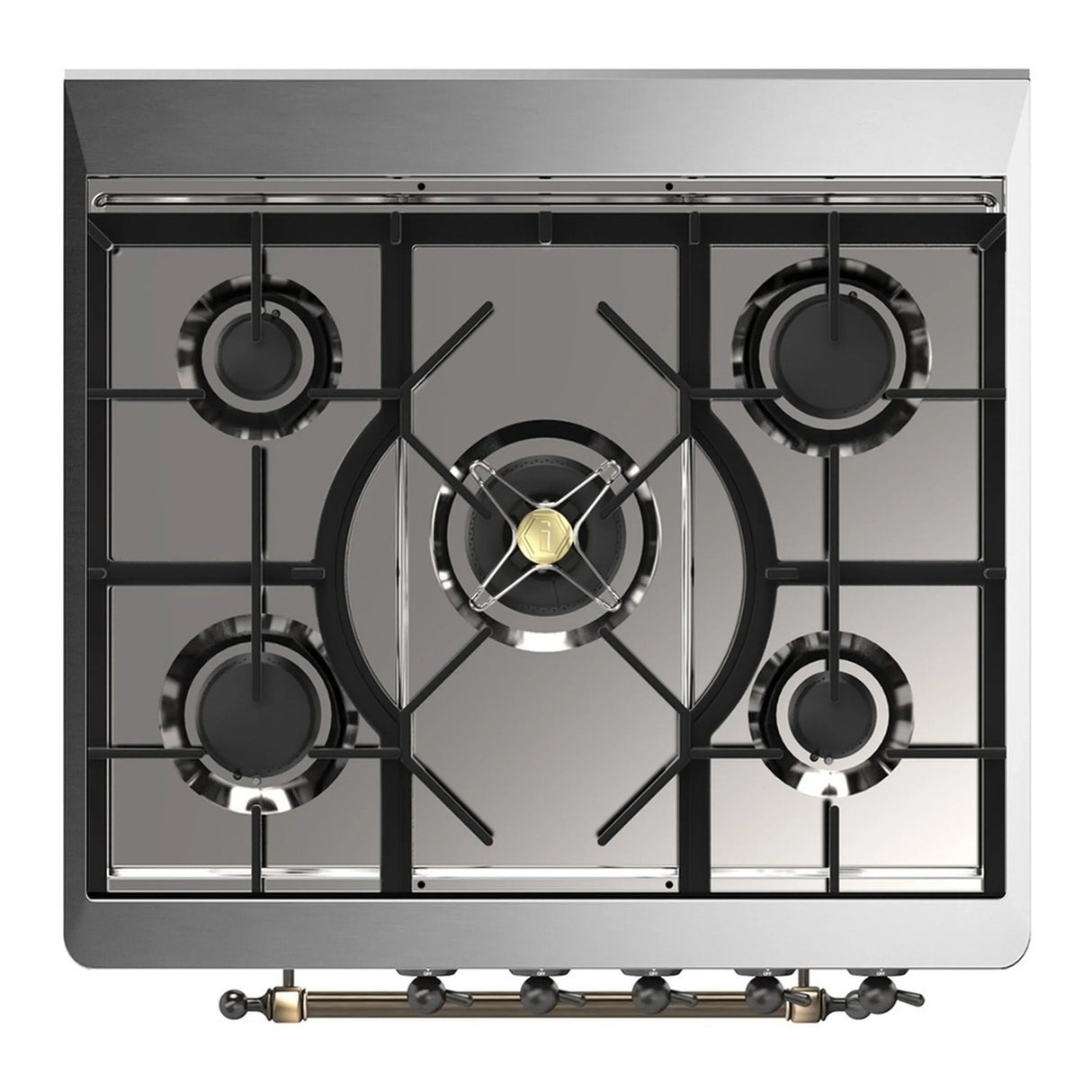 ILVE Majestic III 30-inch Dual Fuel Range with 5 Natural Gas Burner and Triple Glass Door Electric Oven in Blue Grey with Burnished Trim (UM30NR3BGB)