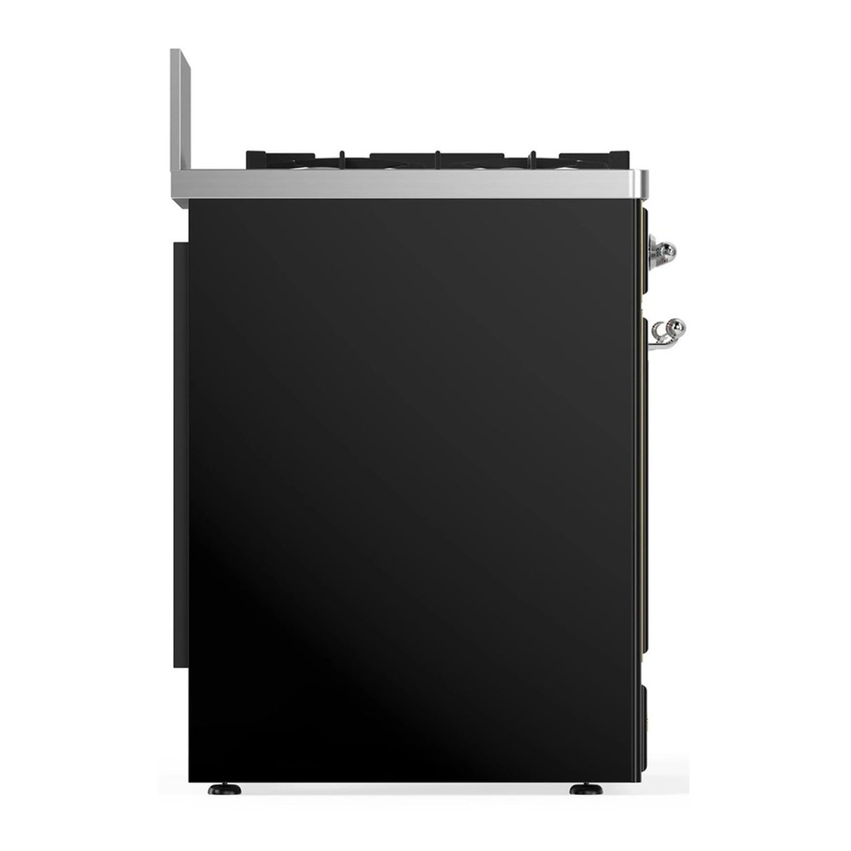 ILVE Majestic III 30-inch Dual Fuel Range with 5 Natural Gas Burner and Triple Glass Door Electric Oven in Glossy Black with Chrome Trim (UM30NR3BKC)