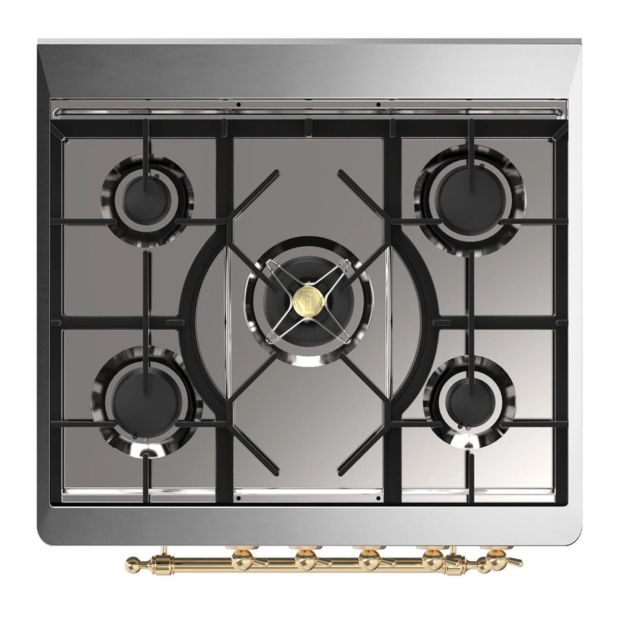 ILVE Majestic III 30-inch Dual Fuel Range with 5 Liquid Propane Burner and Triple Glass Door Electric Oven in Emerald Green with Brass Trim (UM30NR3EGGLP)