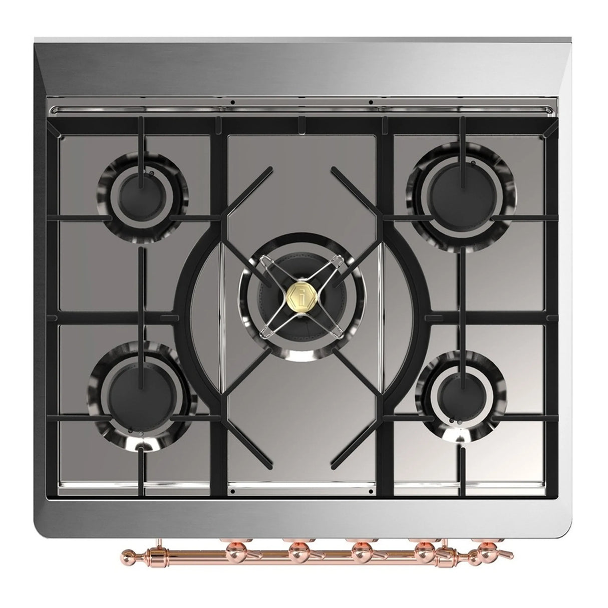 ILVE Majestic III 30-inch Dual Fuel Range with 5 Natural Gas Burner and Triple Glass Door Electric Oven in Emerald Green with Copper Trim (UM30NR3EGP)