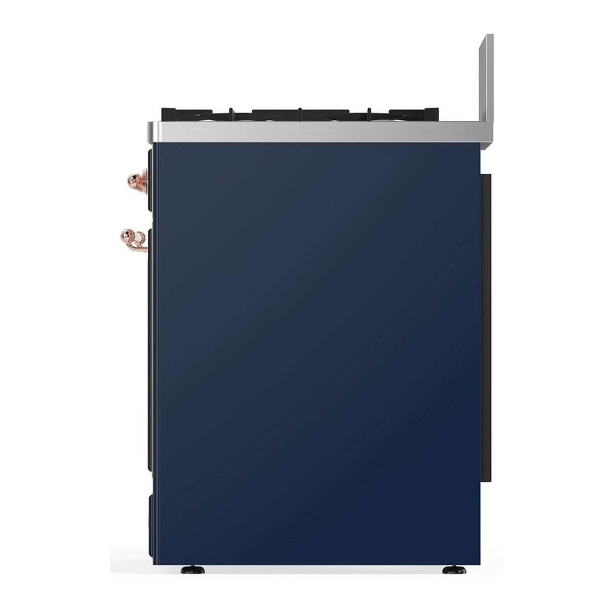 ILVE Majestic III 30-inch Dual Fuel Range with 5 Liquid Propane Burner and Triple Glass Door Electric Oven in Midnight Blue with Copper Trim (UM30NR3MBPLP)