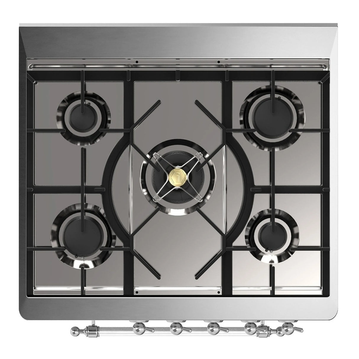 ILVE Majestic III 30-inch Dual Fuel Range with 5 Liquid Propane Burner and Triple Glass Door Electric Oven in White with Chrome Trim (UM30NR3WHCLP)