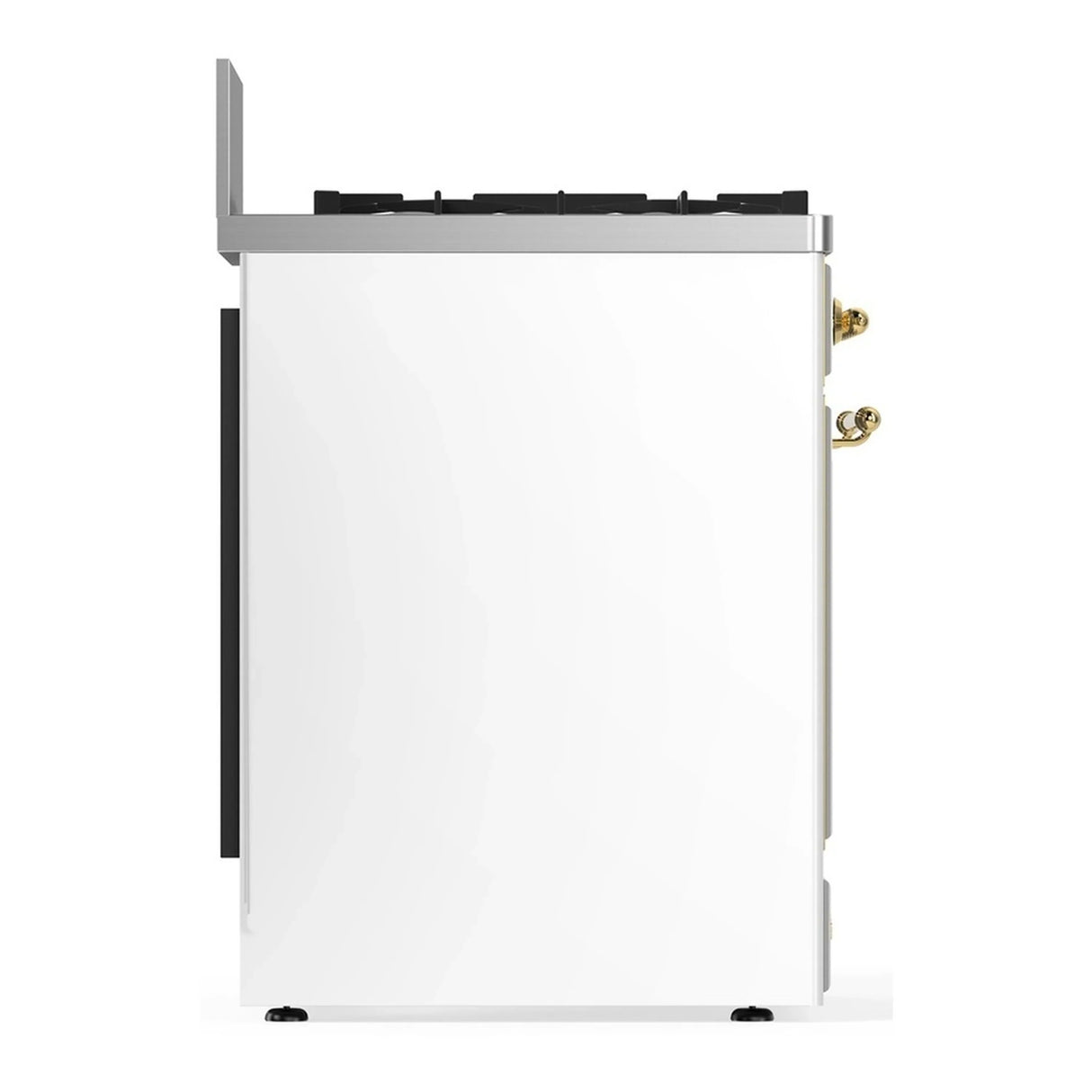 ILVE Majestic III 30-inch Dual Fuel Range with 5 Natural Gas Burner and Triple Glass Door Electric Oven in White with Brass Trim (UM30NR3WHG)
