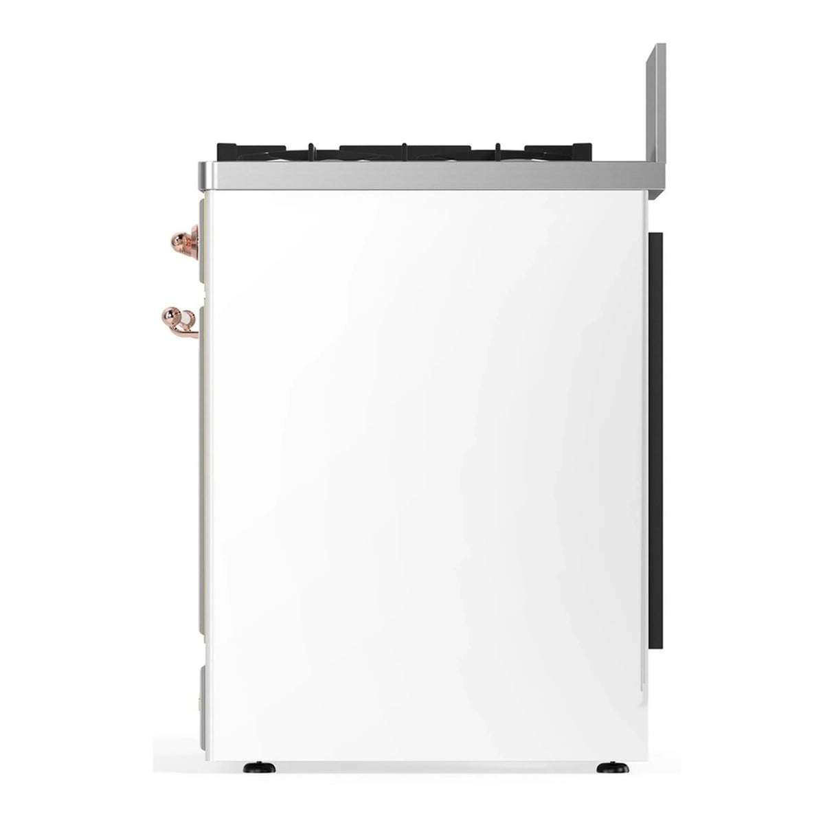 ILVE Majestic III 30-inch Dual Fuel Range with 5 Natural Gas Burner and Triple Glass Door Electric Oven in White with Copper Trim (UM30NR3WHP)