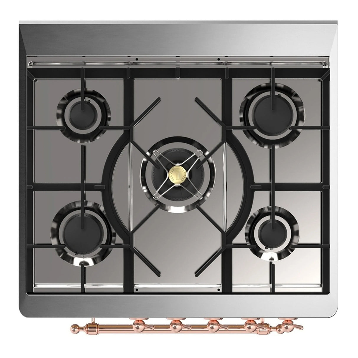 ILVE Majestic III 30-inch Dual Fuel Range with 5 Natural Gas Burner and Triple Glass Door Electric Oven in White with Copper Trim (UM30NR3WHP)