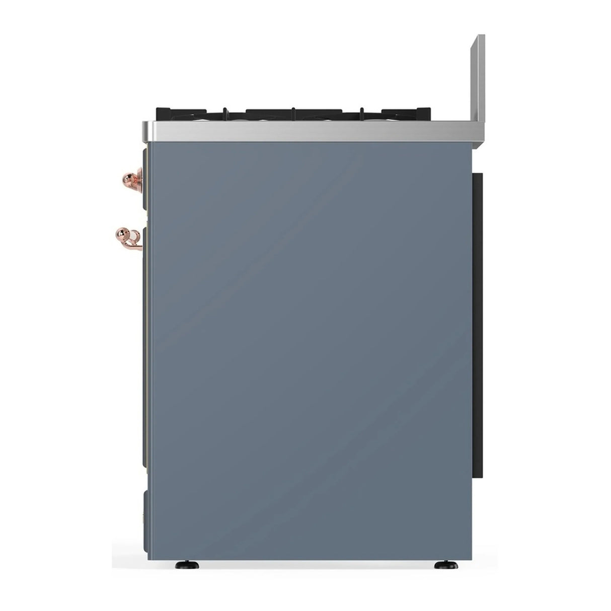 ILVE Majestic III 30-inch Dual Fuel Range with 5 Natural Gas Burner and Solid Door Electric Oven in Blue Grey with Copper Trim (UM30QNR3BGP)
