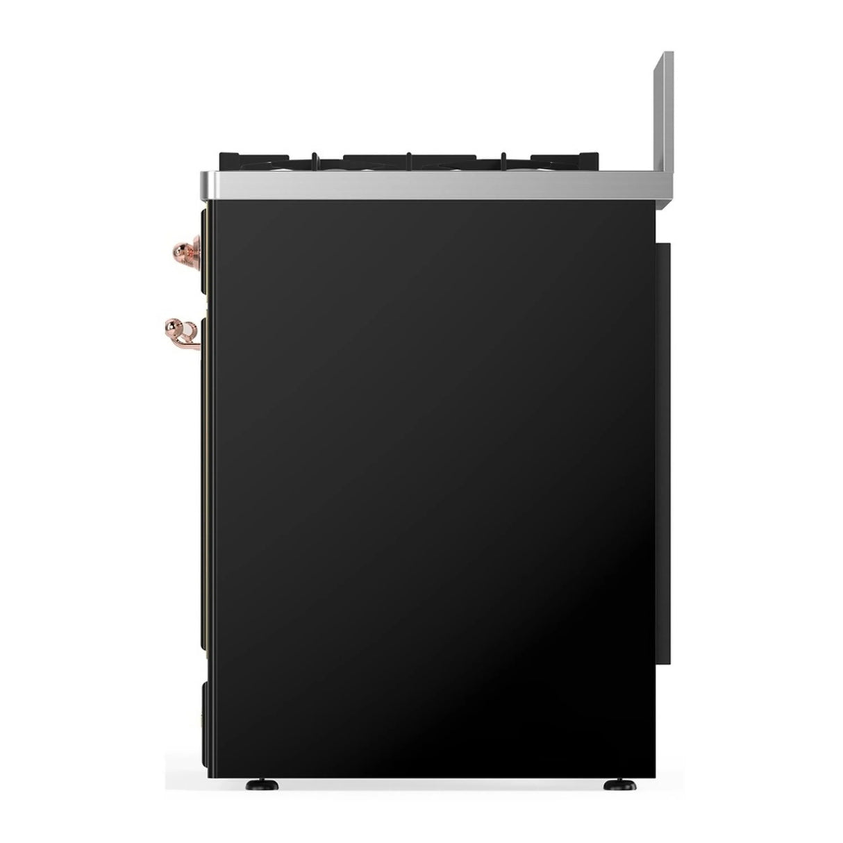 ILVE Majestic III 30-inch Dual Fuel Range with 5 Liquid Propane Burner and Solid Door Electric Oven in Glossy Black with Copper Trim (UM30QNR3BKPLP)