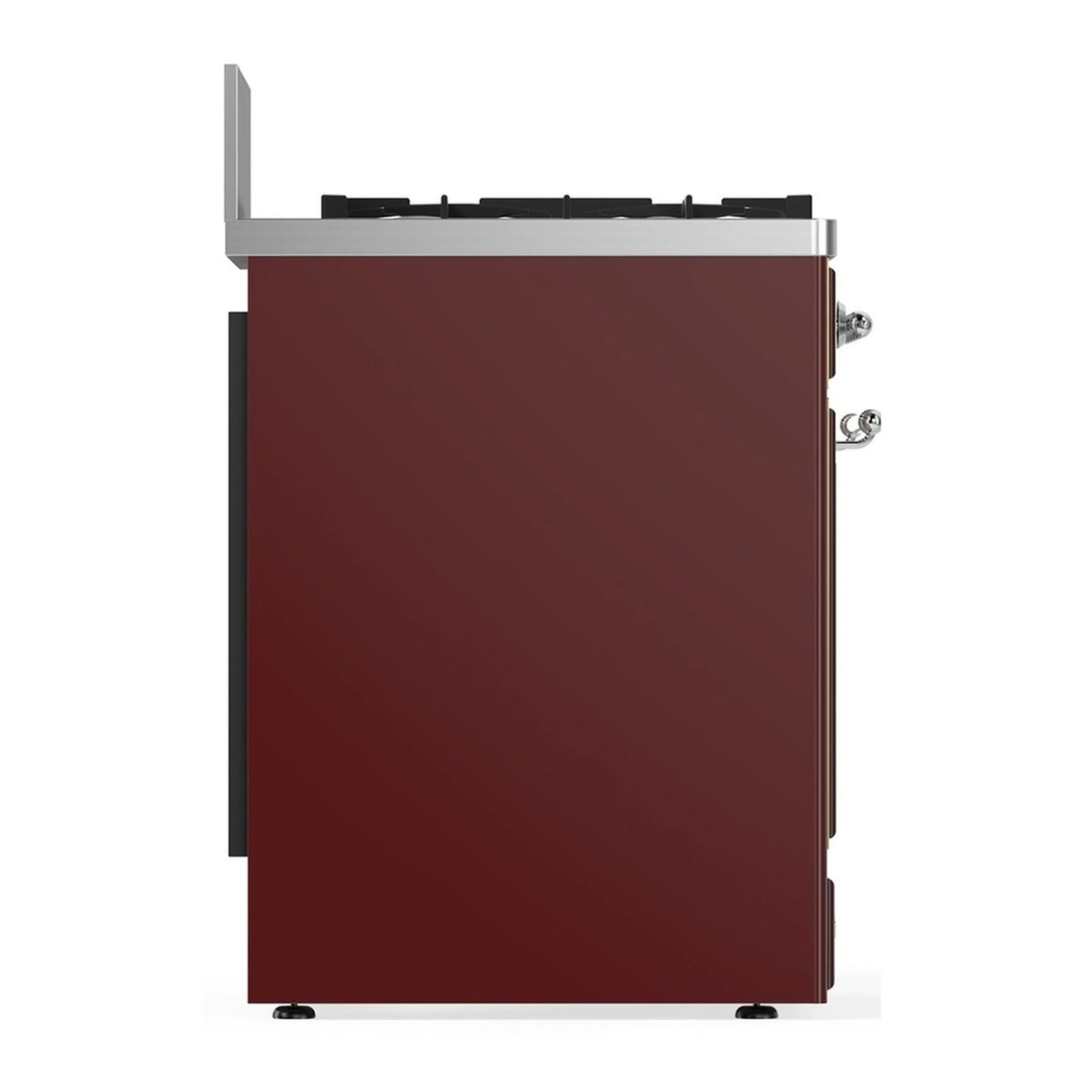 ILVE Majestic III 30-inch Dual Fuel Range with 5 Natural Gas Burner and Solid Door Electric Oven in Burgundy with Chrome Trim (UM30QNR3BUC)