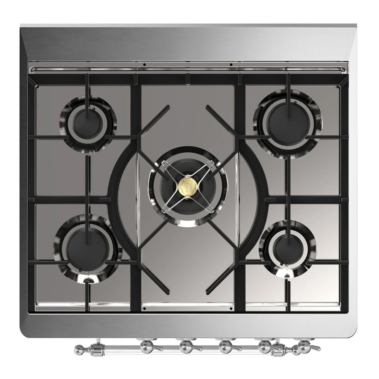 ILVE Majestic III 30-inch Dual Fuel Range with 5 Natural Gas Burner and Solid Door Electric Oven in Midnight Blue with Chrome Trim (UM30QNR3MBC)