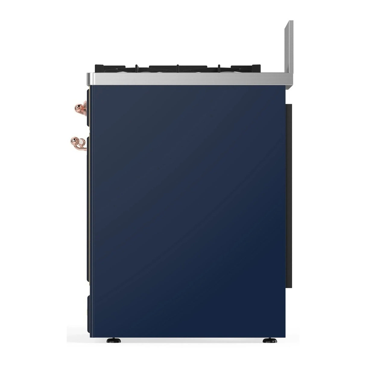 ILVE Majestic III 30-inch Dual Fuel Range with 5 Natural Gas Burner and Solid Door Electric Oven in Midnight Blue with Copper Trim (UM30QNR3MBP)
